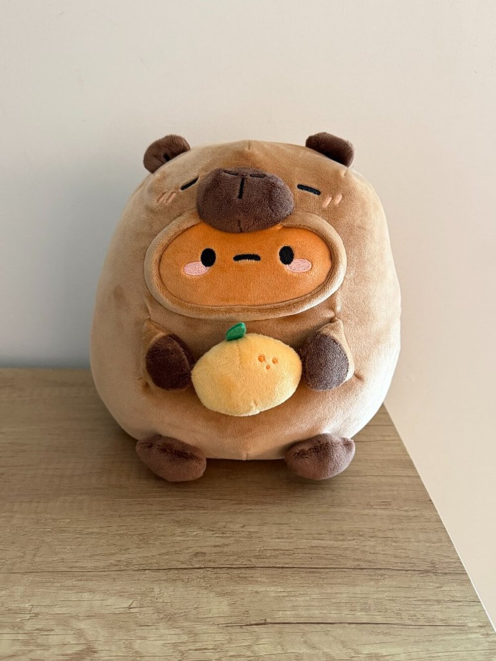 smoko | capybara holding orange large plush toy